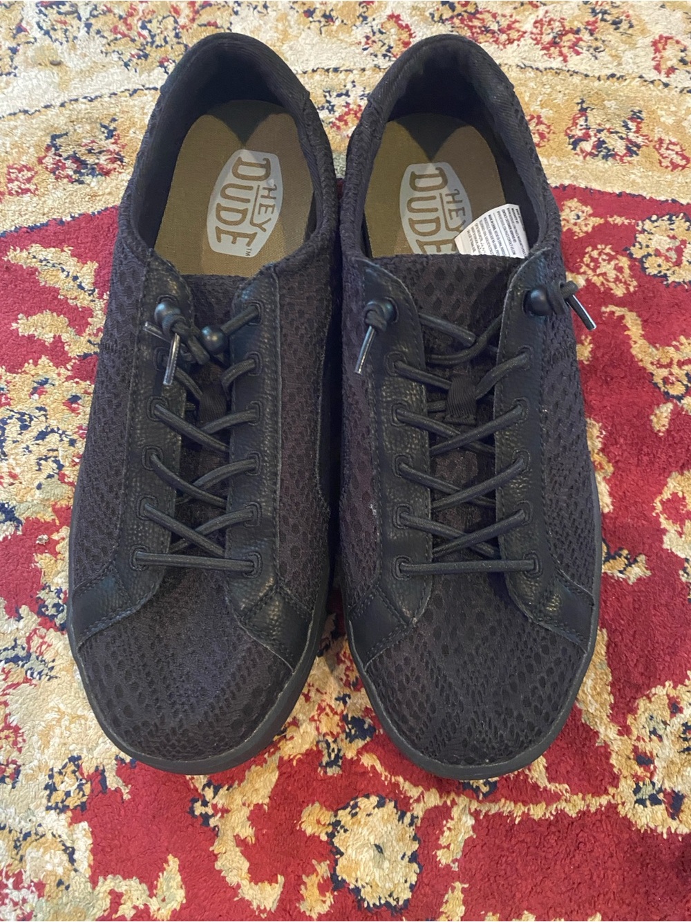 Hey Dude Black Karina Crochet Lace-Up Sneakers NWOT Size 10